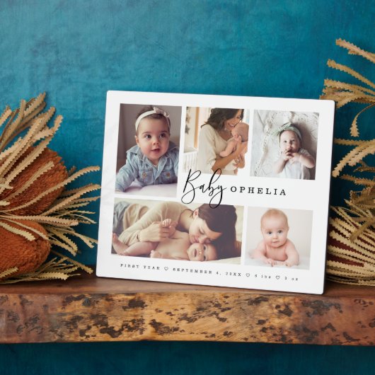 Baby's eerste jaar Newborn Photo Collage Keepomwil Fotoplaat (Zijkant)