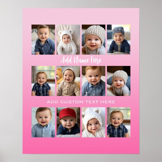 Baby's eerste jaar Poster-/printcollage - kan form Poster (Voorkant)