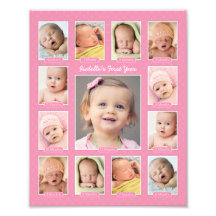 Babys eerste jaar Roze Keepomwille Foto Collage