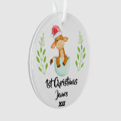 Baby's eerste kerst 2023 gepersonaliseerde foto ornament (voorkant)