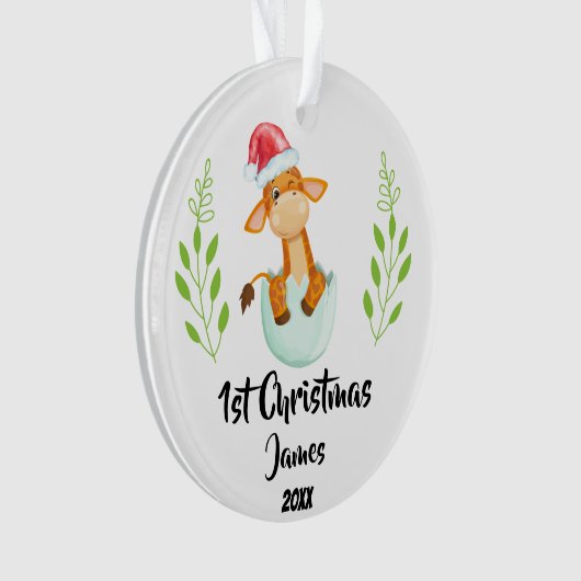 Baby's eerste kerst 2023 gepersonaliseerde foto ornament (voorkant)