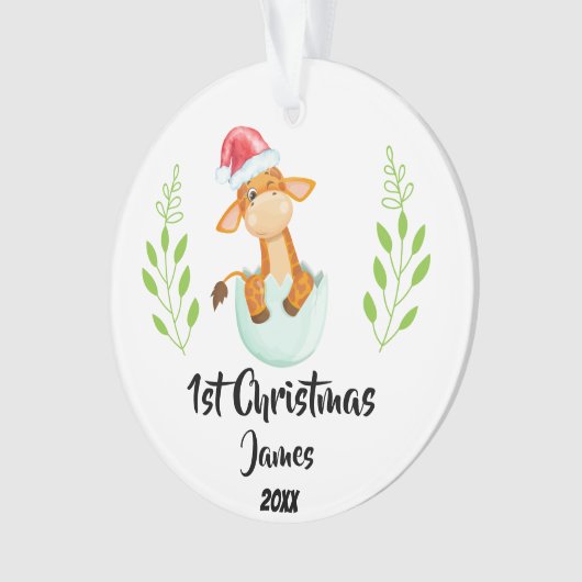 Baby's eerste kerst 2023 gepersonaliseerde foto ornament (voorkant)