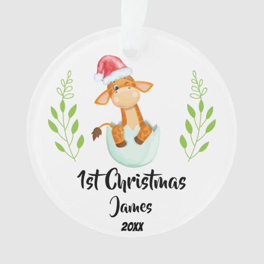 Baby's eerste kerst 2023 gepersonaliseerde foto ornament (voorkant)