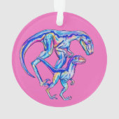 Baby's eerste kerst 2025 meisje Velociraptor Ornament (achterkant)