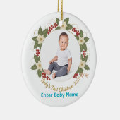 Baby's eerste kerst 2025 Photo Circle-Ornament Keramisch Ornament (Rechts)