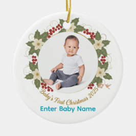 Baby's eerste kerst 2025 Photo Circle-Ornament Keramisch Ornament