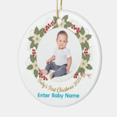 Baby's eerste kerst 2025 Photo Circle-Ornament Keramisch Ornament (Links)