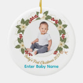Baby's eerste kerst 2025 Photo Circle-Ornament Keramisch Ornament (Achterkant)