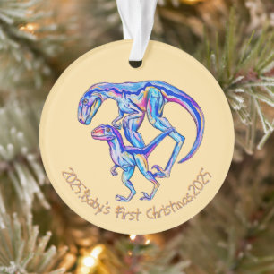 Baby's eerste kerst 2025 Unisex Velociraptor Ornament