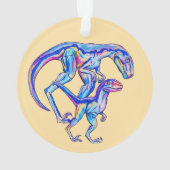 Baby's eerste kerst 2025 Unisex Velociraptor Ornament (achterkant)