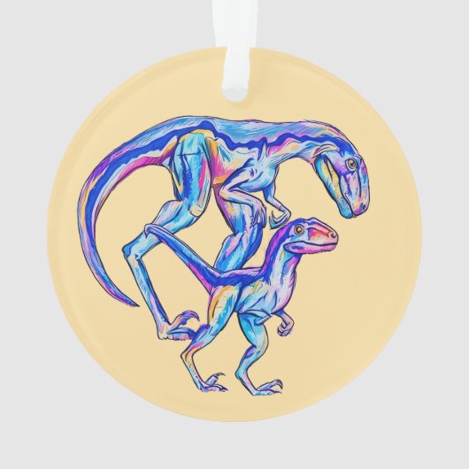 Baby's eerste kerst 2025 Unisex Velociraptor Ornament (achterkant)