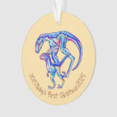 Baby's eerste kerst 2025 Unisex Velociraptor Ornament (voorkant)