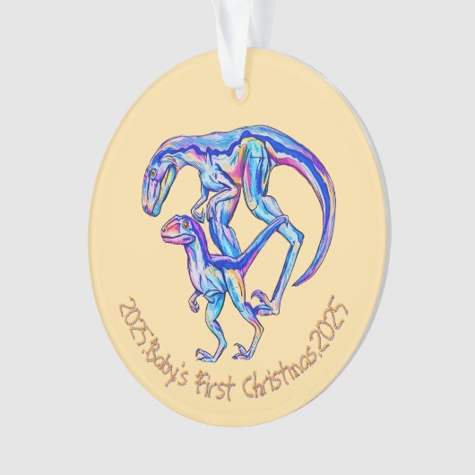Baby's eerste kerst 2025 Unisex Velociraptor Ornament (voorkant)