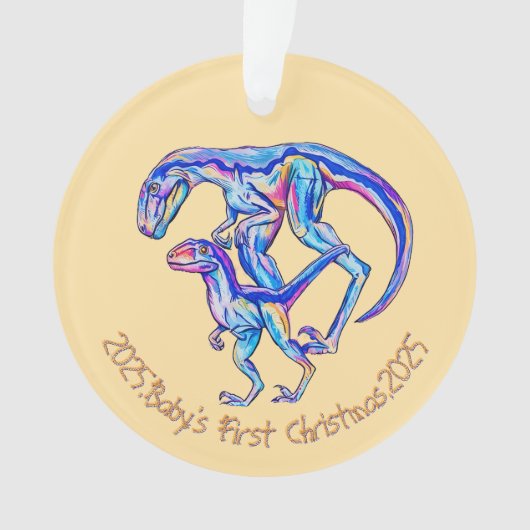 Baby's eerste kerst 2025 Unisex Velociraptor Ornament (voorkant)