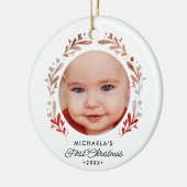 Baby's Eerste Kerst 2-Foto Cutout Lijst Keramisch Ornament (Links)