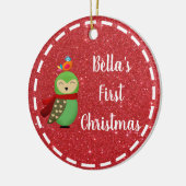 Baby's eerste kerst 2-zijdig foto Ornament (Links)