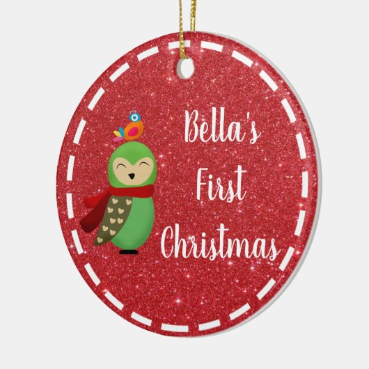 Baby's eerste kerst 2-zijdig foto Ornament (Links)