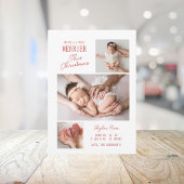 Baby's eerste kerst 3 foto collage geboorte aankondiging