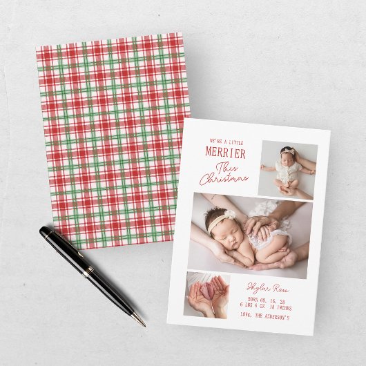 Baby's eerste kerst 3 foto collage geboorte aankondiging