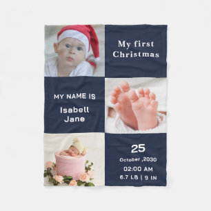 Baby's eerste kerst 3 foto's fleece deken