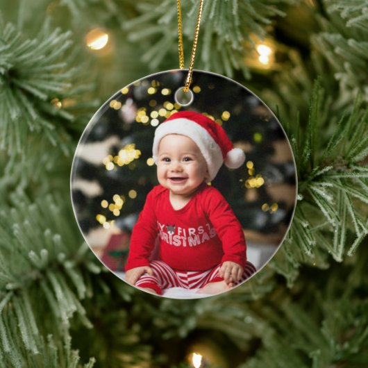 Baby's eerste kerst aangepaste foto keramisch ornament (Boom)