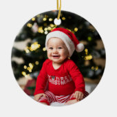 Baby's eerste kerst aangepaste foto keramisch ornament (Voorkant)