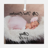 Baby's eerste kerst aangepaste naam aandenken foto glas ornament (Achterkant)