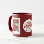 Baby's eerste kerst aangepaste naam foto aandenken mok (Voorkant links)