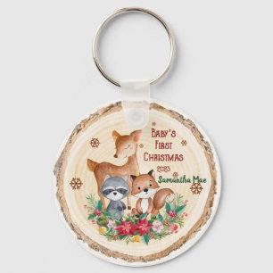 Baby's eerste kerst aangepaste naam Keepsake Sleutelhanger
