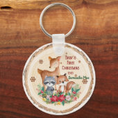 Baby's eerste kerst aangepaste naam Keepsake Sleutelhanger (Voorkant)