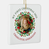 Baby's Eerste Kerst Aangepaste Naam Keramisch Ornament (Rechts)