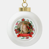 Baby's Eerste Kerst Aangepaste Naam Keramische Bal Ornament (Voorkant)
