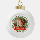 Baby's Eerste Kerst Aangepaste Naam Keramische Bal Ornament (Voorkant)