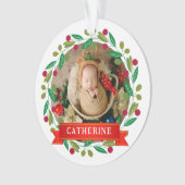 Baby's Eerste Kerst Aangepaste Naam Ornament (voorkant)