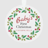 Baby's Eerste Kerst Aangepaste Naam Ornament (achterkant)