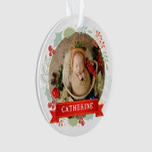Baby's Eerste Kerst Aangepaste Naam Ornament (voorkant)