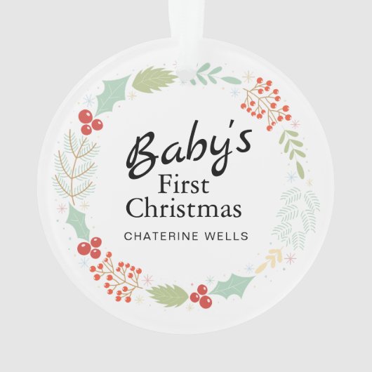 Baby's Eerste Kerst Aangepaste Naam Ornament (achterkant)