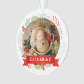Baby's Eerste Kerst Aangepaste Naam Ornament (voorkant)