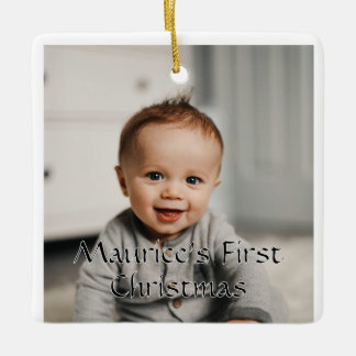 Baby's eerste kerst, aanpasbare foto-ornament keramisch ornament