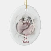 Baby's eerste kerst baby feet potlood schets keramisch ornament (Rechts)