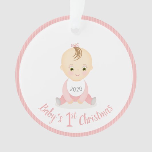 Baby's eerste kerst baby meisje en haar mobiel ornament (voorkant)