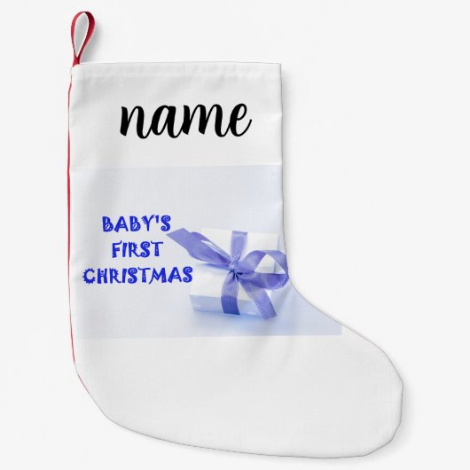 Baby's eerste kerst blauw kleine kerstsok (Voorkant)