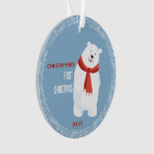 Baby's eerste kerst blauw Schattige Polar Beer Ornament (voorkant)