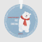 Baby's eerste kerst blauw Schattige Polar Beer Ornament (achterkant)