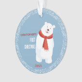 Baby's eerste kerst blauw Schattige Polar Beer Ornament (voorkant)