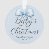Baby's Eerste Kerst Blauwe Bow Keepsake Ornament (voorkant)