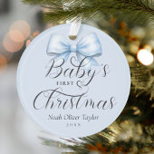 Baby's Eerste Kerst Blauwe Bow Keepsake Ornament
