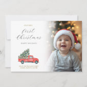Baby's Eerste Kerst Boerderij Truck Kerstboom Kaart (Voorkant)