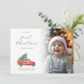 Baby's Eerste Kerst Boerderij Truck Kerstboom Kaart (Staand voorkant)