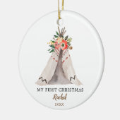 Baby's eerste kerst Boho Teepee Girl Ornament (Links)